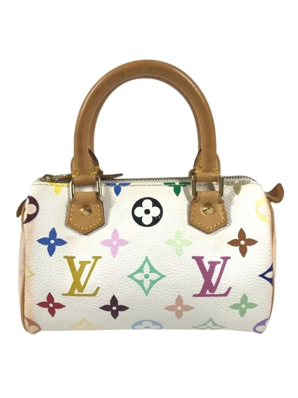 Louis Vuitton Handbag Mini Speedy Monogram Multicolor Canvas Blanc White